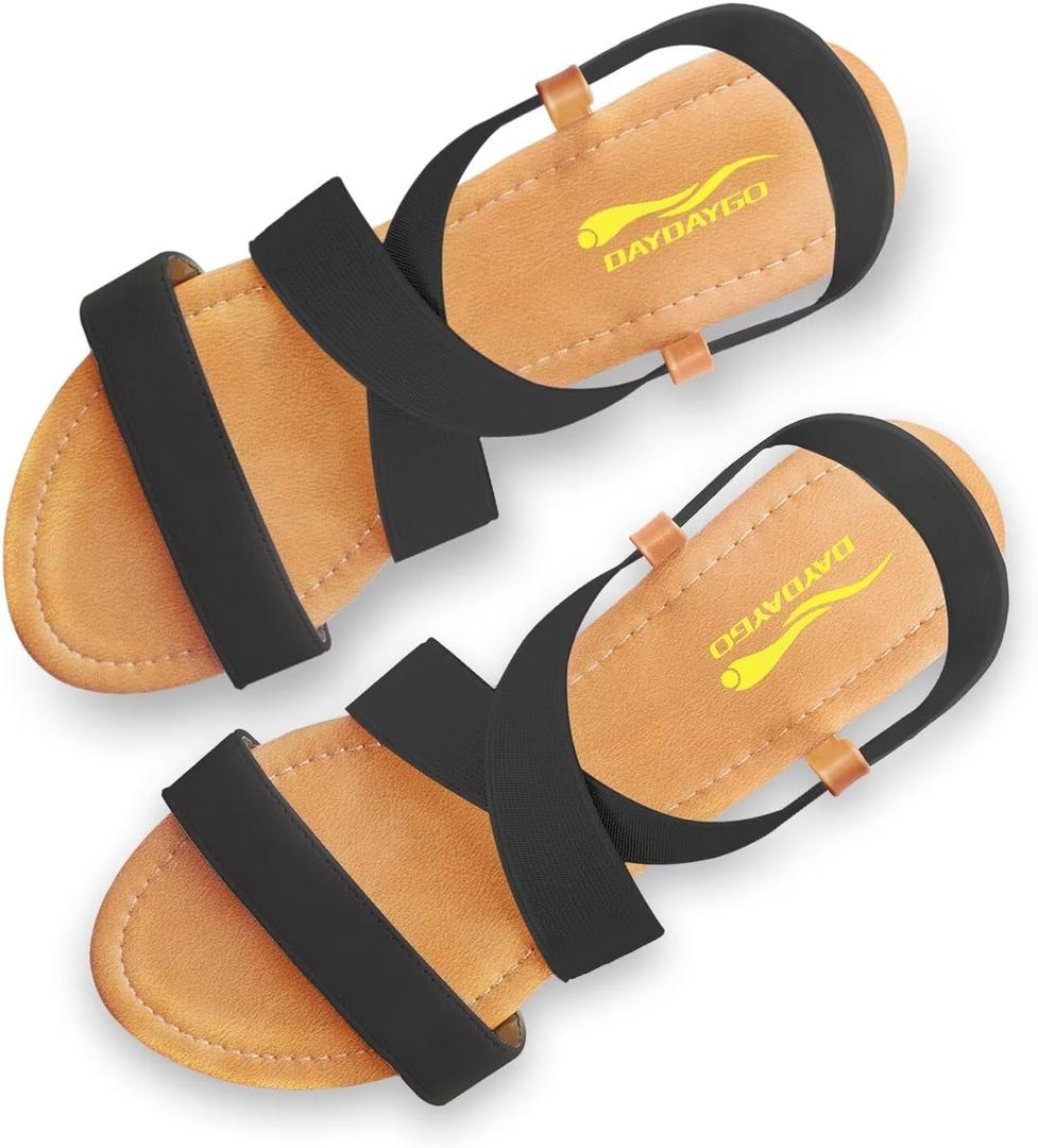 DAYDAYGO Women's Elastic Flat Sandals (9)