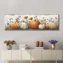 Large Pumpkin Wall Art Fall Wall Decor Farmhouse Kitchen Pictures Wall Decor Autumn Pumpkins Leaves Canvas Prints Painting Rustic Botanical Poster Artwork for Bedroom Living Room Decoration 14x48”