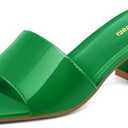 PIZZ ANNU Women's Square Open Toe Heels Sandals Low Block Chunky Heeled Sandal Slip on Mules Comfortable Casual Dress Pumps Shoes, 10