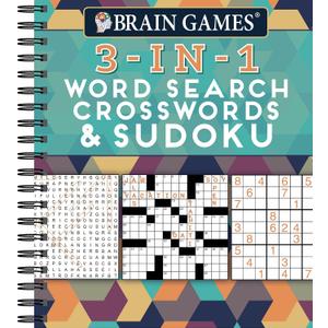 Brain Games - 3-In-1 Puzzle Book: Word Search, Crosswords & Sudoku | 256 Pages, Spiral Bound | Large Variety Activity Book for Adults, Seniors, Teens