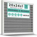 20x24x1 HVAC Furnace Air Filter, Washable Electrostatic Furnace Filter, MERV 8, Lasts a Lifetime, Breathe Fresher, Home And Office (Actual Size:19.61x23.39x0.82)