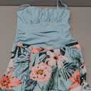 Girls Tankini Swimsuits Two Piece Tropical Print Pleated Bathing Suit with Ruffle Drawstring Skirt Swimwear 15-16Y
