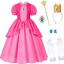 Pink Princess Dress for Girls - Princess Costume for Little Girls Dress Up with Accessories (3-4 Years)