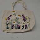 Aesthetic Embroidery Tote Bag for Women - Reusable Canvas Cute Shoulder Bag for Shopping, Grocery, Work, Book