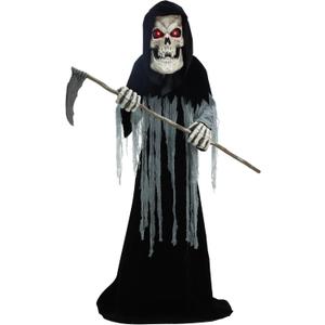 Haunted Hill Farm Motion-Activated 8.5-Ft. Tall Ginormous Reaper, Plug-in Talking Scare Prop Animatronic with Spooky Sound Effects and Lights for Indoor or Covered Outdoor Creepy Halloween Decoration