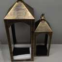 Large Outdoor Lanterns for Porch: 23" & 17" Set of 2 Floor Lantern Decorative Indoor Candle Holder for Front Porch Patio Fireplace Vintage Home Decor