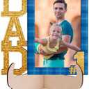 GROWTHMAGIC Dad Picture Frame - 4x6 Wooden Dad Frame with Base Fathers Day Picture Frame from Kids Daughter Son #1 Best Daddy Gift Decoration for Home set of 2