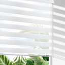 SHECUTE Zebra Blinds for Windows, 72H x 44W (Support Custom Size), White Dual Layer Zebra Window Shades, Light Filtering Room Darkening Day and Night Window Blinds for Home, Living Room, Bedroom