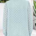 PRETTYGARDEN Women's Lace Long Sleeve Button Down Blouse (Blue), M