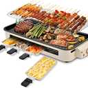 Pukomc Electric Indoor Grill,2 in 1 Indoor Grills for Kitchen with Grill Net & Non-Stick Cooking Removable Plate, Temperature Control, Dishwasher Safe, 1800W Large Smokeless Griddle