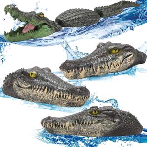 4 Pack Floating Alligator Decoy for Pool, 3 Pcs 12.6 Inch Fake Crocodile Head, 1 Pack Three Section Floating Alligator Decoration Decoy for Goose, Duck Control, Garden and Patio Accessories
