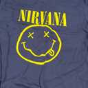 Nirvana T Shirt Yellow Smile Band Logo Official Womens Junior Fit Navy Blue Size L
