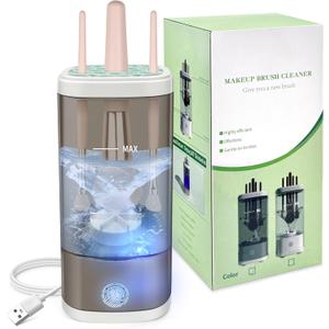 Tpsofy Electric Makeup Brush Cleaner Machine, Ultimate Efficient Automatic Cleaner for All Types of Makeup Brushes- Black