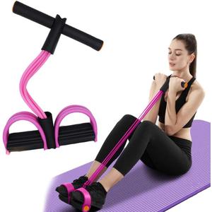 Multifunction Tension Rope, 6-Tube Elastic Yoga Pedal Puller Resistance Band, Natural Latex Tension Rope Fitness Equipment, for Abdomen/Waist/Arm/Leg Stretching Slimming Training (Pink)