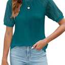 BMJL Women's Dressy Casual Blouses Business Work Tops Textured Short Sleeve V Neck T Shirts Summer Outfits 2024, L