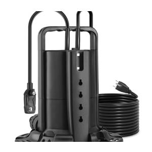 SURAIELEC 3/4 HP Automatic Swimming Pool Cover Pump, Submersible Water Pump with Check Valve Adapter & 25 FT Power Cord, 2245 GPH Water Removal for Pool Draining, Hot Tubs, Rooftops, Water Beds