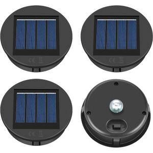 ELUTENG Solar Light Replacement 4 Pack (Top Size 3.15 inch, Bottom Size 2.76 inch) LED Solar Lantern Light Lids Outdoor Waterproof Replacement Solar Light Tops Warm White LED