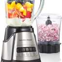 Hamilton Beach Power Elite Blender for Smoothies with 3-Cup Vegetable Chopper, Mini Food Processor, 40oz Glass Jar, 12 Functions for Puree, Ice Crush, Black and Stainless Steel (58149)