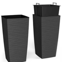 14 in. x 14 in. x 27.5 in. EverGreen Dark Gray M-Resin Indoor/Outdoor Planter w/Built-In Drainage, Duo Set, XL (2-Piece) 