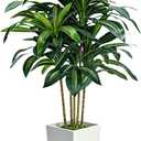 5FT Artificial Dracaena Tree, Large Fake Dracaena Tree Indoor with White Tall Planter and Fake Moss, Faux Yucca Trees Floor Plant in Pot for Living Room Office Indoor Home Decor