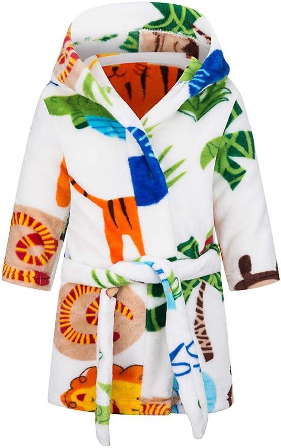 DELEY Girl's Robe Baby Boys Hoodie Robes Toddler Bathrobes for Kids Pajamas Sleepwear (7-8 Years, Zoo)