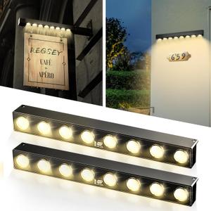 2 Pack Solar Sign Lights Outdoor, Waterproof 4000K Warm White Solar Lights with Dusk to Dawn Sensor, for Real Estate Signs, House Numbers, Address Plaques, Yard, Patio, Porch & Commercial Signs