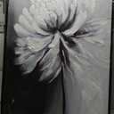 Hand Painted White And Black Flower Canvas Wall Art for Living Room,Large Framed Floral Oil Painting for Bedroom, Modern 3D Floral Artwork Wall Decor for Office Home Decor 28" x 40"