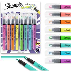 Sharpie Clear View Highlighter Sticks, Chisel Tip, 8 Count - School, Home, and Office Use, Teacher Supplies