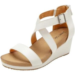 DREAM PAIRS Women's Open Toe Buckle Ankle Strap Summer Platform Wedge Sandals, 8.5