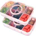 Snackle Box Container, Dishwasher Safe Fruit Snack Containers, Divided Serving Tray with Lid for Veggie, Candy, Snackle Charcuterie Plastic Boxes for Kids Adults Travel Picnic (2 Pack 8 Compartment (Pink))