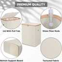BALEINE Laundry Hamper with Lid, Tall Laundry Baskets with Bamboo Pull Handles, Large Laundry Bin with Internal Support (36 Gal/140L, Beige), 140 Liters