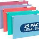 25 Blue Summit Supplies Legal Size Hanging File Folders - Assorted Gem Tone Colors (Turquoise, Teal, Coral, Purple, Magenta), Durable 11pt Paper, Plastic Tabs and Inserts Included