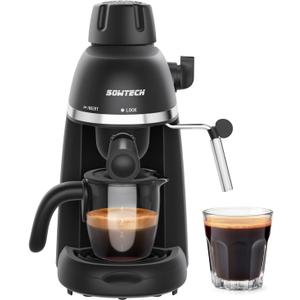 Espresso Coffee Machine Cappuccino Latte Maker 3.5 Bar 1-4 Cup with Steam Milk Frother, Black