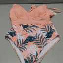 PATPAT Mommy and Me Matching SwimsuitOne Piece V Neck Bathing Suits Leaves Printed Family Swimwear Matching Set (Pink, M)