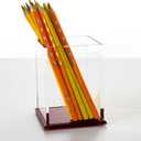 Red Acrylic Pencil Pen Holder Cup, Desk Accessories Holder,Makeup Brush Storage Organizer, Modern Design Desktop Stationery Organizer for Office School Home Supplies, 3.1x 3.1x 4.3 inch