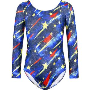 Snowheart Girls Gymnastics Leotards One Piece Sparkle Multicolor Long Sleeve Quick Dry Unitards for Tumbling