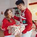 3 x GIOLNIAY Red Bows Christmas Wrapping Paper for Men Women Kids - Holiday Gift Wrap with Pine Branches & Berries on White - 4 Jumbo Sheets, 28" x 40" Each (31 sq. ft ttl), Easy to Store