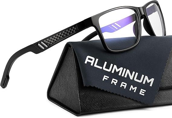 Carbon Blue Light Blocking Glasses Men for Computer, Gaming, Metal Frame Green Light Protection Night Driving Glasses for Man