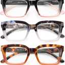 JOLISU 5 Pack Reading Glasses for Women, Blue Light Blocking Computer Readers,Square Eyeglasses with Spring Hinge