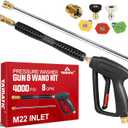 YAMATIC Pressure Washer Gun and Wand with 5 Spray Nozzles, M22-14mm & M22-15mm Fitting Replacement for Ryobi, Karcher, Greenworks, Craftsman, Troy bilt Power Washers, 4000 PSI