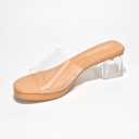 Cape Robbin Women's Clear Low Block Heels - Slip-On Transparent Round Open Toe Sandals (Anjelic) (Beige)