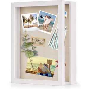 Love-KANKEI Shadow Box Frame 11x14 Shadow Box Display Case with Linen Back Memorabilia Awards Medals Photos Memory Box Gift Rustic White