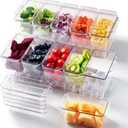 2 Pack Chilled Condiment Tray Server with 5 Containers and Removable Compartments, Large Ice Condiment Organizer, Clear Garnish Serving Platter for Kitchen, Fruit, Salad, Food, Bar Accessories