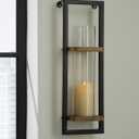 Signature Design by Ashley Wood and Metal Wall Candle Sconce, Colburn