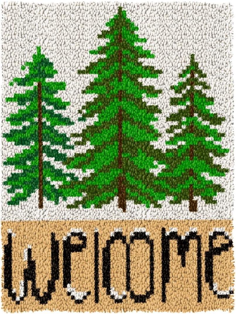 Ylkgogo Latch Hook Kits for Adults, Color Printed DIY Rug Carpet Needlework for Home Decoration Festival Gift 20.5"X 15" (Tree)