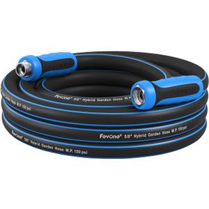 Fevone 12 ft Garden Hose, Offered by Manufacturer, Heavy Duty Water Hose, Hybrid Polymer, Kink Resistance, 3/4" GHT Aluminum Fittings, 5/8" ID, 600 PSI, Drinking Water Safe (GH8)