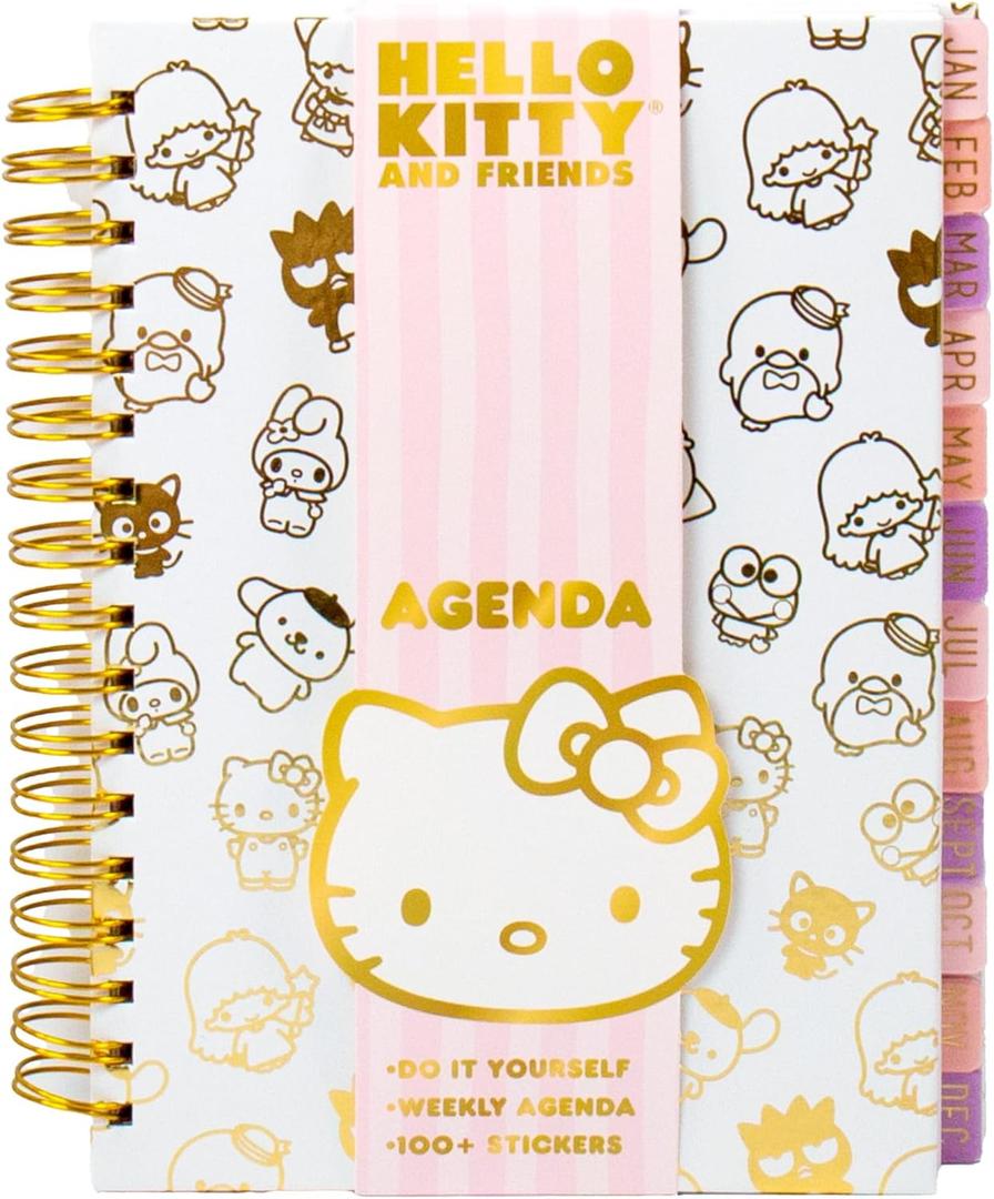 Hello Kitty and Friends Agenda, 70 Pages, Hardcover Planner, Kuromi Stickers, Sanrio Stuff, Cute School Supplies, Stationery and Accessories
