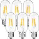 Tubular led Bulb, 4w e26 Bulb T45 T14,40 Watt Edison Vintage Bulbs, Warm White 3000k,Clear Glass, 500lm,Pack of 6
