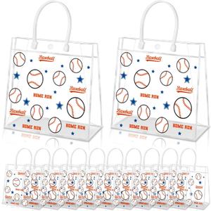 HYMENEX 24 Pack Baseball Clear PVC Gift Bags, Baseball Snack Bags with Handles for Goodie Treat Candy Party Holiday Sports Decoration