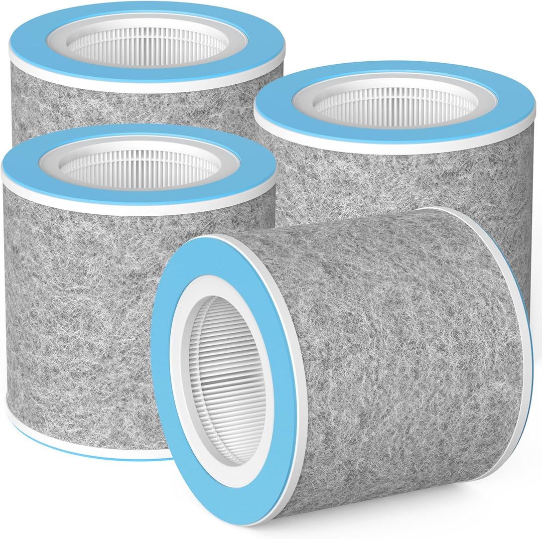 4 Packs HP102 True HEPA Replacement Filter Compatible with Shark Air Cleaner Purifier HP100, HP102 and 3-in-1 Models HC450, HC451, HC452, HC455, Compares to Part # HE1FKBAS and HE1FKPET